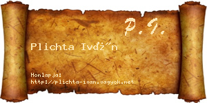 Plichta Iván névjegykártya